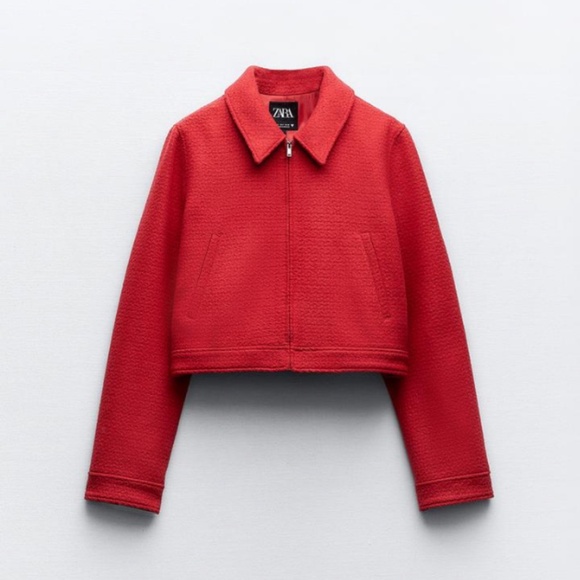Red Textured Weaved Matching Jacket from Zara - Picture 1 of 4